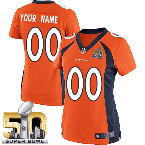 Women's Limited Super Bowl L Nike Jersey Orange Home - Customized NFL Denver Broncos